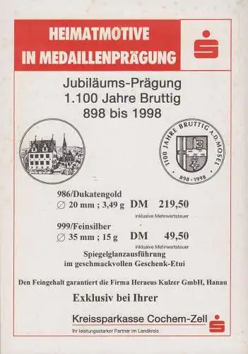 Buch: Festschrift 1100-Jahre Bruttig, Gemeinde Bruttig-Fankel (Hrsg.), 1998