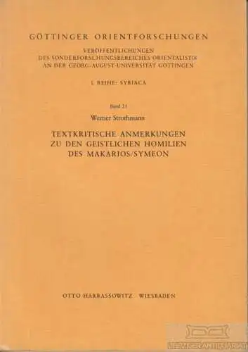 Buch: Textkritische Anmerkungen zu den geistlichen Homilien des... Strothmann