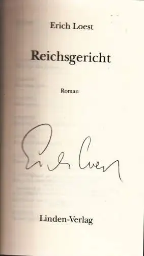 Buch: Reichsgericht, Loest, Erich. 2001, Linden-Verlag, Roman, gebraucht, gut