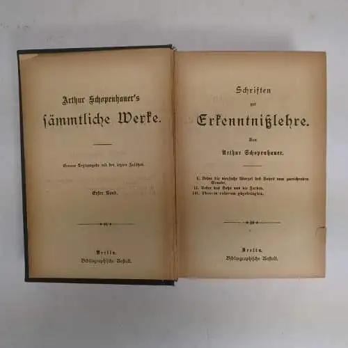 Buch: Arthur Schopenhauer's Sämmtliche Werke, 6 in 3 Bände, Bibliograph. Anstalt