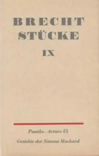 Buch: Stücke. Band IX, Brecht, Bertolt. Brecht Stücke, 1968, Aufbau-Verlag