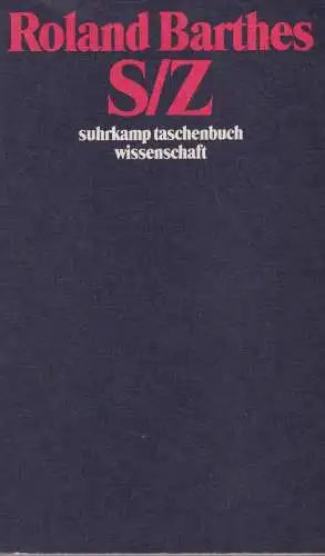 Buch: S/Z, Barthes, Roland, 1987, Suhrkamp, gebraucht, sehr gut