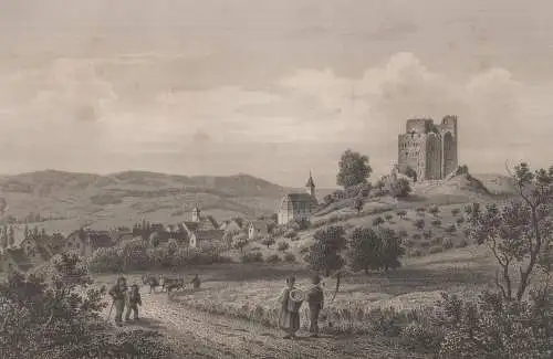 Grafik: Die Ehrenburg mit Plaue, J. Umbach, J. Pozzi, um 1850, Stahlstich, Lange