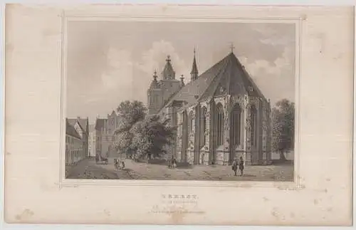 Grafik: Zerbst, Kirche, J. Umbach, J. Pozzi, um 1850, Stahlstich, G. Lange