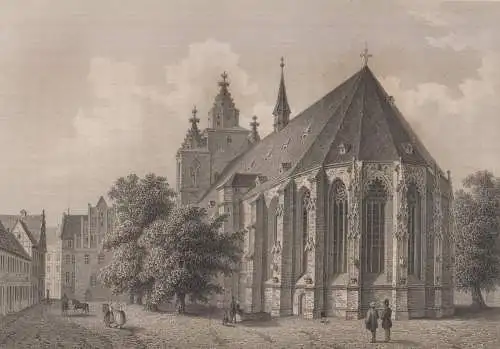 Grafik: Zerbst, Kirche, J. Umbach, J. Pozzi, um 1850, Stahlstich, G. Lange