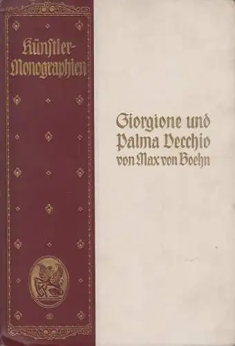 Buch: Giorgione und Palma Vecchio, Boehn, Max von, 1908 Künstler-Monographien 94