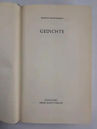 Buch: Gedichte, Rudolf Borchardt Gesammelte Werke in Einzelausgaben, 1957, Klett