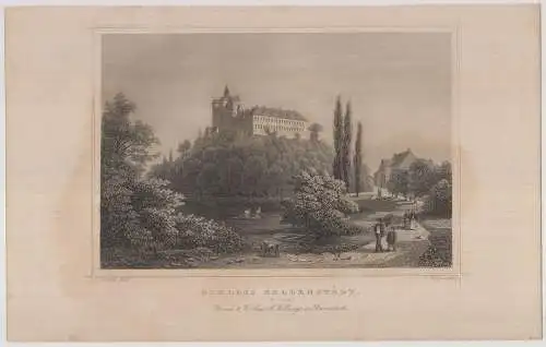 Grafik: Schloss Ballenstädt, L. Oeder, L Rohbock, um 1850, Stahlstich, G. Lange