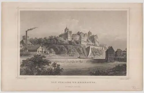 Grafik: Das Schloss zu Bernburg, L. Rohbock, J. Pozzi, 1850, Stahlstich, Lange