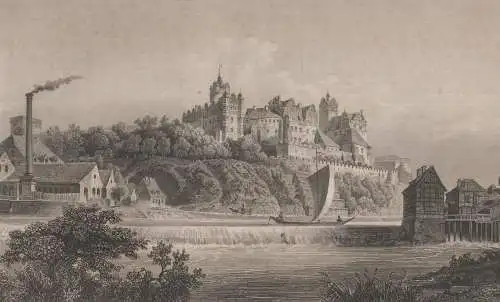 Grafik: Das Schloss zu Bernburg, L. Rohbock, J. Pozzi, 1850, Stahlstich, Lange