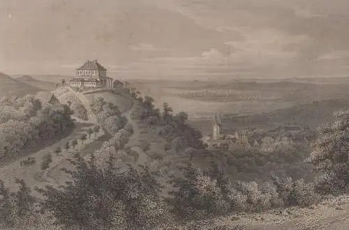 Grafik: Gernrode und der Stubenberg, J. Umbach, L. Rohbock, 1850, Stahlstich