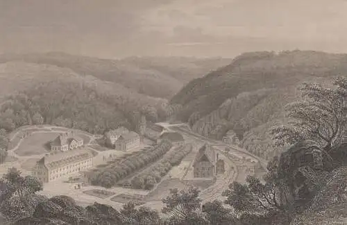 Grafik: Alexisbad im Selkethal, Joh Poppel, L. Rohbock, 1850, Stahlstich, Lange