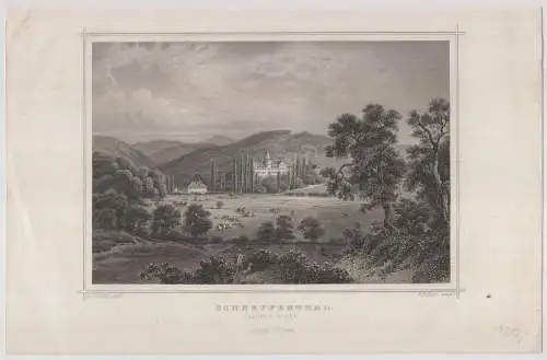 Grafik: Schnepfenthal, G. M. Kurz, L Rohbock, um 1850, Stahlstich, G. G. Lange