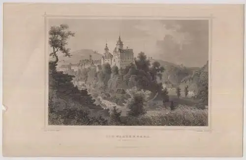 Grafik: Schwarzenberg, J. Umbach, L. Rohbock, um 1850, Stahlstich, G. G. Lange