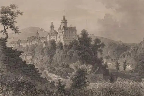 Grafik: Schwarzenberg, J. Umbach, L. Rohbock, um 1850, Stahlstich, G. G. Lange