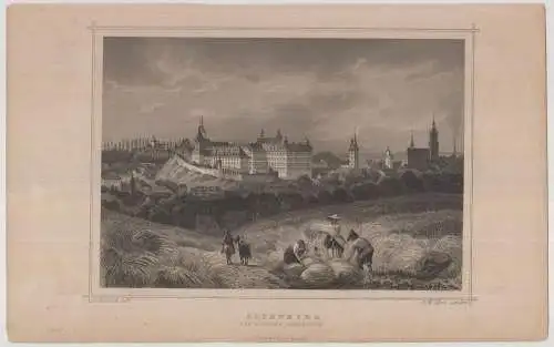 Grafik: Altenburg, Schloss, G. M. Kurz, L. Rohbock, um 1850, Stahlstich, Lange