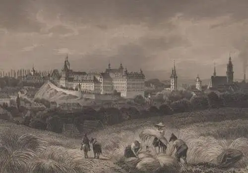 Grafik: Altenburg, Schloss, G. M. Kurz, L. Rohbock, um 1850, Stahlstich, Lange