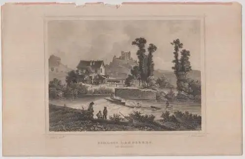 Grafik: Schloss Landsberg, F. Foltz, L. Rohbock, 1850, Stahlstich, G. G. Lange