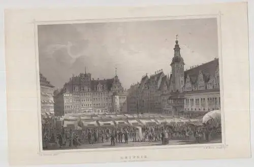 Grafik: Leipzig, G. M. Kurz, L. Rohbock, um 1850, Stahlstich, G. G. Lange