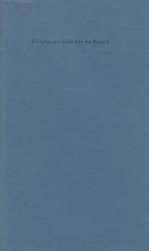 Buch: Unbekannte Gedichte des Barock, David Paisey, 1995, Aus d. British Library