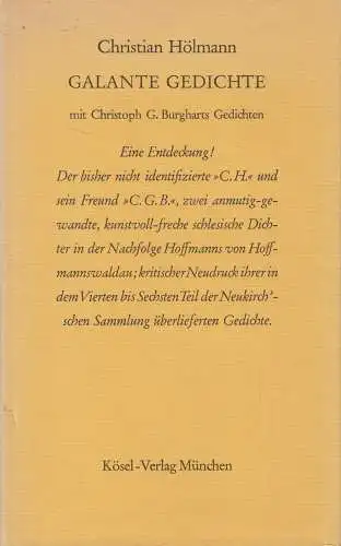 Buch: Galante Gedichte, Christian Hölmann, 1969, Kösel, Christoph G. Burghart