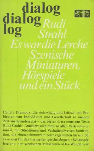 Buch: Es war die Lerche, Strahl, Rudi, 1990, Henschelverlag, gebraucht, gut