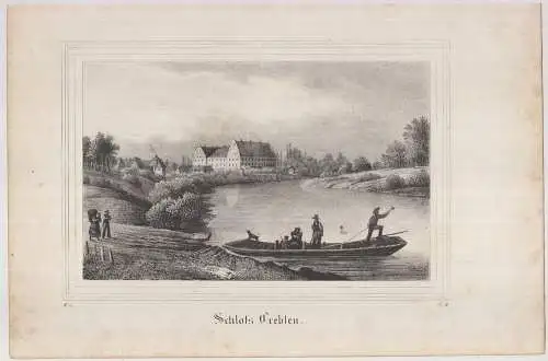 Schloss Trebsen, 1835, Lithografie. Saxonia, Eduard Pietzsch, Originalgrafik