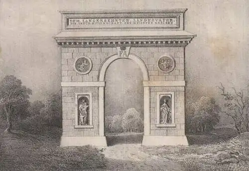 Ehrenpforte zu Dresden & Ehrenpforte zu Hellendorf, um 1840, Litho, Saxonia