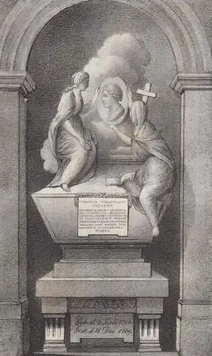 Gellerts Denkmal, Saxonia, Kreide-Lithografie, um 1835, Eduard Pietzsch & Comp