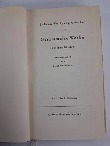 Buch: Goethe - Gesammelte werke in sieben Bänden, 1957, C. Bertelsmann, 7 Bände