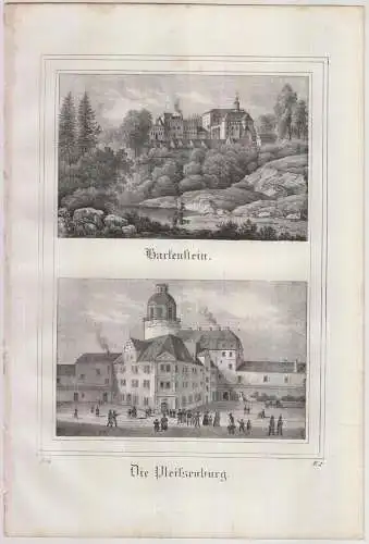 Hartenstein & Die Pleissenburg, um 1835, Saxonia, Lithografie, Eduard Pietzsch