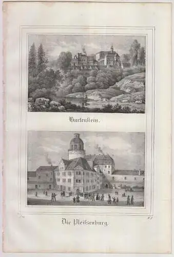 Hartenstein & Die Pleissenburg, um 1835, Saxonia, Lithografie, Eduard Pietzsch