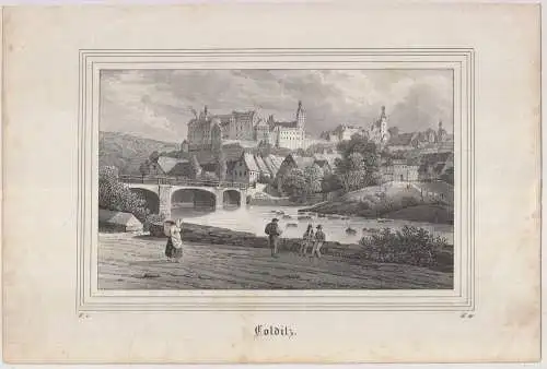 Colditz, um 1835, Lithografie. Saxonia, Eduard Pietzsch & Comp, Originalgrafik