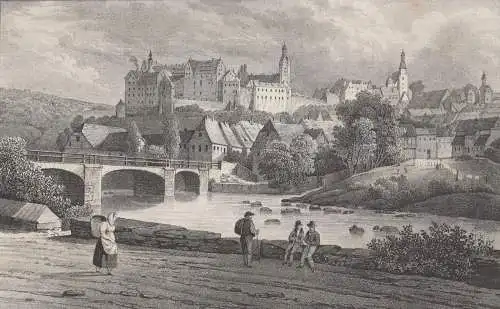 Colditz, um 1835, Lithografie. Saxonia, Eduard Pietzsch & Comp, Originalgrafik