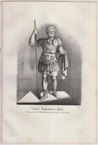 Kaiser Antonius Pius, 1840, Originallithografie, Saxonia, Eduard Pietzsch & Comp