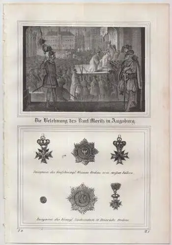 Die Belehnung des Kurf: Moritz in Augsburg, 1840, Lithografie, Saxonia, Pietzsch