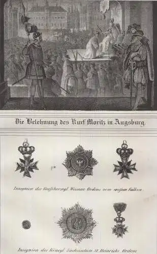 Die Belehnung des Kurf: Moritz in Augsburg, 1840, Lithografie, Saxonia, Pietzsch