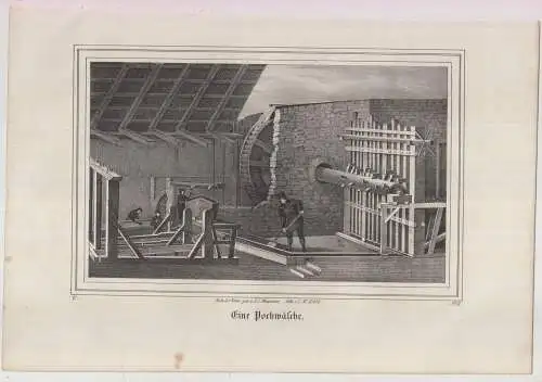 Eine Pochwäsche, Original-Lithografie, Saxonia, C. W. Arldt, nach Metzner, 1840