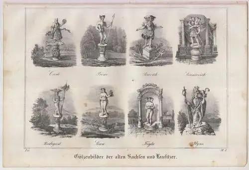 Götzenbilder der alten Sachsen und Lausitzer, 1835, Saxonia, Kreide-Lithografie