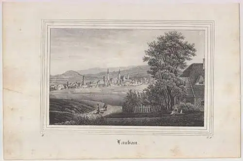 Lauban, um 1835, Lithografie. Saxonia, Eduard Pietzsch& Comp., Originalgrafik