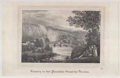 Blauenthal. Original-Lithographie. Grafik mit Passepartout, Müller, ca. 1840