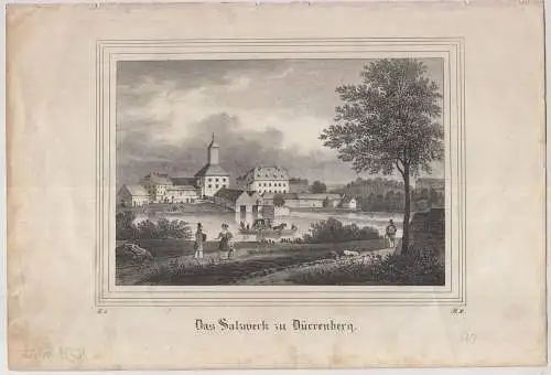 Das Salzwerk zu Dürrenberg, um 1830, Saxonia, Eduard Pietzsch, Originalgrafik