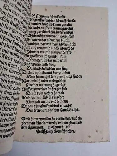 Heft: Von der Lieb, Hans Sachs, um 1530, Johann Petreius, Nürnberg