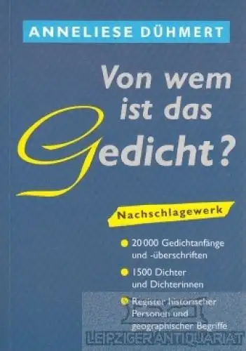 Buch: Von wem ist das Gedicht?, Dühmert, Anneliese. 1997, VMA-Verlag