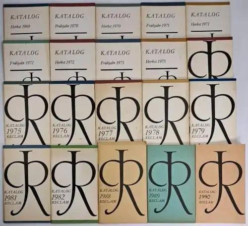 20 Hefte Katalog Reclam 1969-1990, ohne 1980, 1983-1987, Reclam Verlag, DDR
