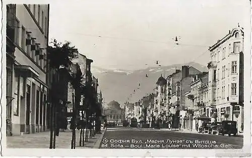 AK Sofia. Boul. Marie Louise mit Witoscha Geb. ca. 1939, Postkarte. Ca. 1939