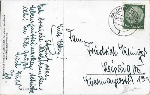 AK Waldheim i. Sachsen. ca. 1941, Postkarte. Ca. 1941, Verlag Fr. Gabsch