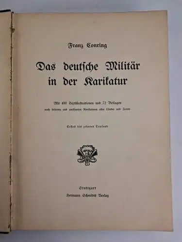 Buch: Das deutsche Militär in der Karikatur, Franz Conring, ca. 1907, H. Schmidt