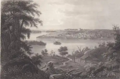 Nauvoo (Mississippi). aus Meyers Universum, Stahlstich. Kunstgrafik, 1850