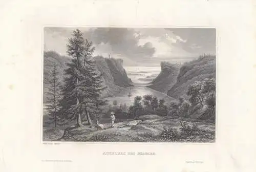 Ausfluss des Niagara. aus Meyers Universum, Stahlstich. Kunstgrafik, 1850